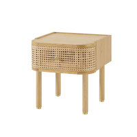 Vente flash - Tables d'appoint minimalistes modernes en bois naturel et rotin pour chambre à coucher, salon, cuisine, bureau, hôtel
