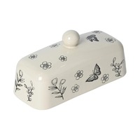 Plat à beurre rectangulaire en céramique personnalisable, écologique, au design moderne végétal, en porcelaine, compatible lave-vaisselle, pour la présentation des aliments