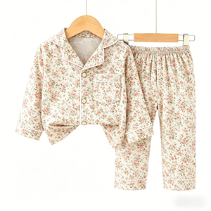 Set Pigiama Classico <span class=keywords><strong>per</strong></span> Bambini con Stampa, Maglia a Maniche Lunghe con Bottoni e <span class=keywords><strong>Pantaloni</strong></span>, 2 Pezzi in Morbido Cotone, Abbigliamento da Notte <span class=keywords><strong>per</strong></span> Ragazzi e Ragazze - Product Image 4