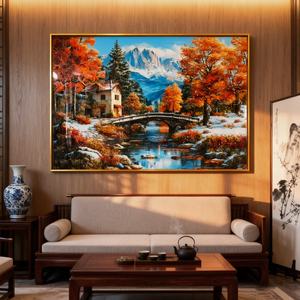 Nouvelle Peinture sur Porcelaine LED en Cristal, Décoration Personnalisée pour la Maison, Impression Européenne, Paysage Hivernal, Forêt, Campagne, Salon - Product Image 4