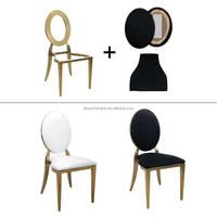 Chaise Commerciale d'Hôtel Moderne de Luxe Empilable avec Cadre Carré en Acier Inoxydable Doré Durable, Assise Rembourrée et Pieds Coniques – Vente en Gros