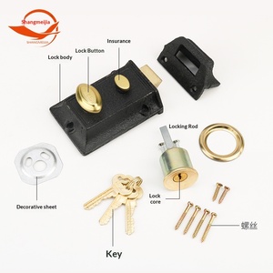 Cerradura <span class=keywords><strong>de</strong></span> Seguridad Doble Antigua con Llave, Tipo Universal, Cerradura Oculta Externa para Puerta, Uso Doméstico en Dormitorios, Cerradura Tipo Bull-head - Product Image 2