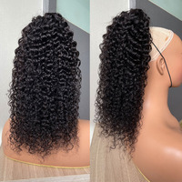 Extension de queue de cheval bouclée à clipser, longue et ondulée, 100% cheveux humains brésiliens vierges Remy, double trame machine, toutes extensions