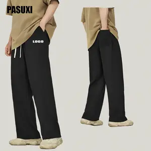 PASUXI 2023 ilkbahar ve yaz dimi dikiş pantolon geniş bacak pantolon rahat düz bacak pantolon erkekler için