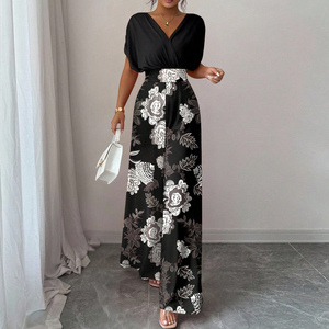 Combinaison à imprimé floral personnalisé pour femmes, pantalon cintré, tenue pour femmes - Product Image 4