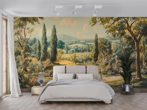 Antique European Countryside Landscape Mural Warm Toned Oil Painting Style Peel and Stick <strong>Wallpaper</strong> for Living Room <strong>Entryway</strong> - Product Image 1