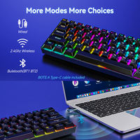 Keyboard Gaming RGB Tri-Mode Brown Switch 61 Tombol 60 Persen Nirkabel Mekanik untuk PC Gamer Laptop Komputer