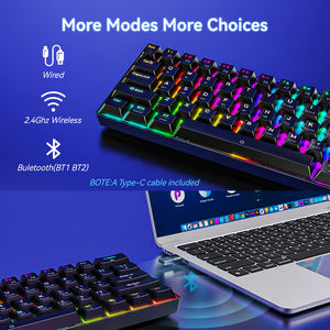 RGB Tri-Mode Brown Switch Gaming Keyboard 61 Keys 60 Percent <b>Wireless</b> Mechanical Keyboard for <b>PC</b> Gamer Laptop Computer - Product Image 4