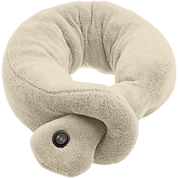 Oreiller de voyage vibrant massant pour le cou, 3 niveaux, en peluche douce, support en U, garnissage microbilles, léger, personnalisable pour le vol