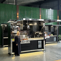 Meubles de cuisine modulaires modernes d'extérieur en acier inoxydable avec évier, station de barbecue pliable, éclairage, pare-soleil et hotte aspirante