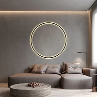 Lámpara de mesita de noche de lujo nórdica, anillo de fondo para sala de estar, luces led de pared, iluminación decorativa para el hogar