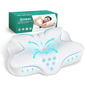 Oreiller cervical ergonomique Rina Premium Butterfly en mousse à mémoire de forme orthopédique avec tissu rafraîchissant en fibre de bambou solide pour un sommeil profond - Product Image 1
