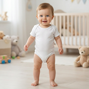 Body de Manga Corta para Bebé Unisex, Color Blanco Sólido, 100% Algodón, Cierre con Botones a Presión, Certificado OEKO TEX - Product Image 2