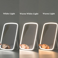 Miroir portable pliable et rechargeable par USB, lumière à 2022 LED, blanc, miroir de table de courtoisie, miroir de maquillage, cosmétique