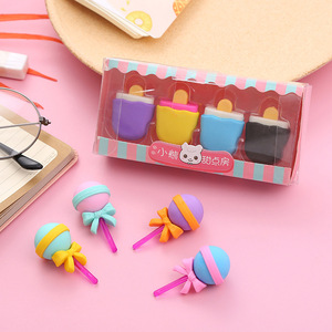 Juego de 4 Borradores de Lápiz Coloridos con Forma de Mini Helado, Divertidos y Kawaii para Niños - Product Image 4