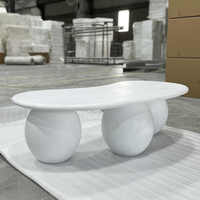 Table basse de luxe en pierre de travertin naturel de style européen, table basse de jardin extérieure, table basse de salon