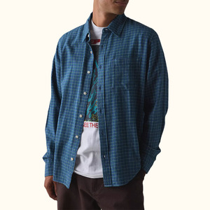 New Arrival Loose Relax 100% Cotton <strong>Shirts</strong> Men Long Sleeve Plaid Custom Logo Print Men <strong>Shirt</strong> - Product Image 2