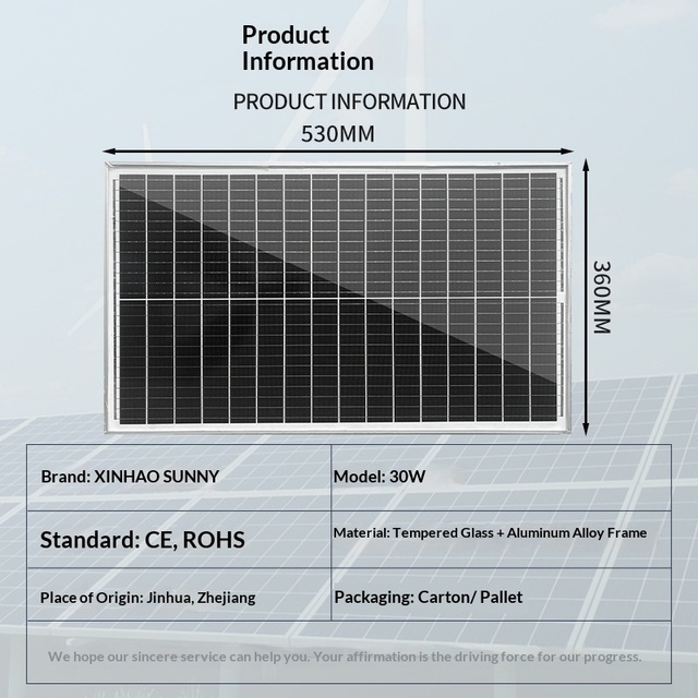 Non-standard Customized Solar Panels with Complete Specifications 30W60W100W120W24v 530*360*17mm for Monitoring Street Lighting