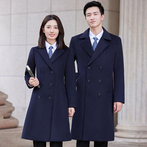 معطف صوف احترافي سميك بتصميم مخصص للرجال والنساء، بقصة ضيقة ومزدوج الصدر، مناسب كزي رسمي للاستقبال في الفنادق وللأعمال والتنقل اليومي - Product Image 3