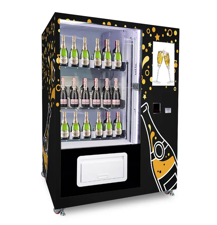 Automatic soup alcohol wine vending machine with 22 inch touch screen Bill Acceptor coin acceptor champagne vending machine
