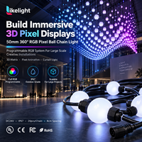 Chaîne de lumière à billes RGB 50 mm, DC24V GS8206 IP67 SMD3535, lumière adressable à 360 degrés pour écrans de rideaux de pixels extérieurs