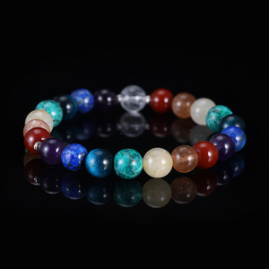 RINNTIN GMB109 Braccialetto Yoga con 7 Chakra in Pietre Naturali, Gioiello Energetico con Perle di Cristallo a Forma di Sfera Classica per Uomini e Donne - Product Image 1