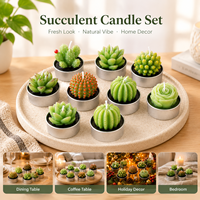Ensemble de bougies succulentes, modélisation 3D réaliste, cire de paraffine, décoration d'intérieur, fleur de cactus pour table