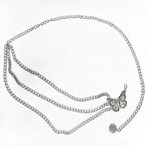 Cadena de Cintura de Moda con Borlas de Mariposa Plateadas, Cadena de Metal para Fiesta, Múltiples Volantes, Aleación de Zinc - Product Image 3