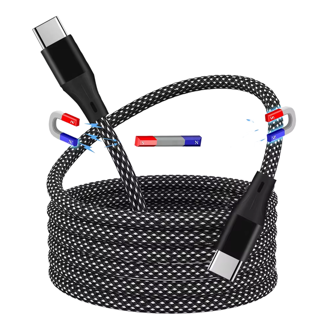 2025 Self-Winding 65W Fast Charging USB C to C Cable 1m Magnetic Storage Date Cable