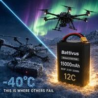 Batterie de drone de course à décharge rapide BATTIVUS 15000mAh 21.6V 324Wh 6S3P Molicel P50B Akku Pack 180A XT90 Vente en gros OEM 12C 15Ah