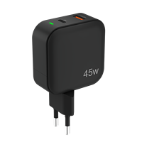 Chargeur mural PD QC3.0 compact à double port 45W prise EU UK charge rapide pour ordinateurs portables tablettes adaptateur secteur USB type-c avec indicateur