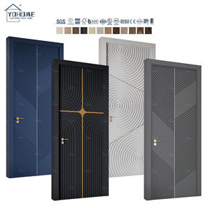 Style européen Portes intérieures modernes Porte intérieure de résidence de maison de villa insonorisée Porte intérieure prémontée en bois avec rainure - Product Image 3