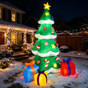 Décoration de Noël gonflable : Chien qui mord le Père Noël, accessoires pour créer une ambiance festive en extérieur dans la cour - Product Image 2
