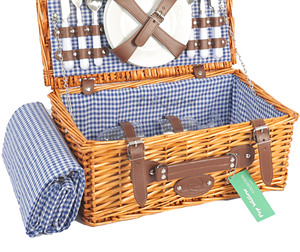 2024 New Design Portable Woven Rattan Basket <strong>Set</strong> Cheap 4-Person Kid's Picnic <strong>Hamper</strong> Wholesale Willow Food Gift Basket - Product Image 4