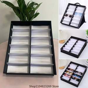 Caja Organizadora de Gafas Negra con Logotipo Personalizado al por Mayor, Soporte para Gafas con 12 Ranuras, Bandeja para Gafas, Estuche Exhibidor para Gafas de Sol - Product Image 3