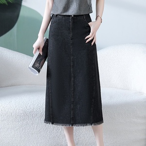 Bộ đồ giản dị cho nữ mù<span class=keywords><strong>a</strong></span> hè mới có áo thun thon gọn cổ tròn với váy denim <span class=keywords><strong>A</strong></span>-<span class=keywords><strong>line</strong></span> và bộ đồ eo mang tính biểu tượng - Product Image 4