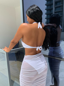 Maillot de bain de style 2022, couleur unie, tissu spécial, matière texturée, maillot de bain séparé, bikini pour femmes, maillot de bain rare, lot mixte - Product Image 3