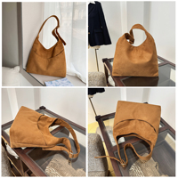 Sac à bandoulière vintage en daim mat pour femme, sac fourre-tout minimaliste multi-poches, grande capacité, sac à main de travail pour les trajets quotidiens, OEM