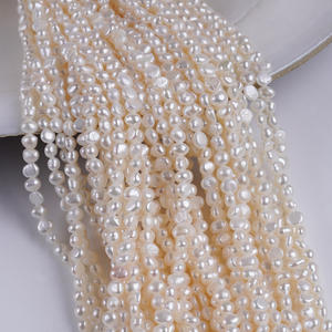 Collar de Perlas Barrocas de Agua Dulce Natural de Zhuji, 4-5 mm, Blancas, con Orificio Horizontal, de Doble Cara, Semi-Acabadas, para Joyería DIY - Product Image 3