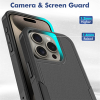 Coque de Téléphone Rigide Antichoc à Quatre Coins pour iPhone 15 Pro 11 12 13 Pro Max 14 Plus 2-en-1 TPU PC avec Protection Intégrale Arrière