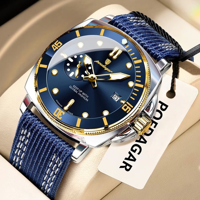 POEDAGAR 873 Fashion Luxury Man Wristwatch Luminous Waterproof Date Sports Watch Men Business Nylon Leather Quartz Men's Watches