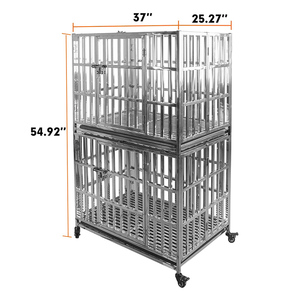 Jaula plegable y apilable para perros, jaula de <span class=keywords><strong>Metal</strong></span> de acero resistente de una sola puerta - Product Image 3