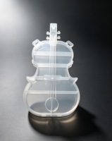 Boîte de rangement transparente en plastique PP en forme de violon avec couvercle à clip pour les amateurs de musique, bijoux, perles