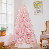 Grenzüberschreitender Luxus-Kunstweihnachtsbaum aus China, groß, pastellrosa, blau, leuchtend, mit Schneeflocken-Effekt