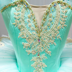 T0331 платье для девочек для взрослых, зеленый сценический костюм с пышными рукавами, детская Пышная юбка, балетные костюмы-пачки, профессиональная пачка - Product Image 2