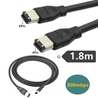 Negro IEEE 1394 Firewire 400 macho/macho Cable 6 pines/6 pines trenzado blindaje TPE USB Cable computadoras 6FT/10FT/15FT longitudes almacenadas