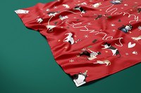 Écharpe carrée personnalisée rouge à imprimé chat de Noël, bandana en satin, logo personnalisé, cadeau de Noël