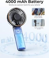 Mini ventilateur portatif puissant 3 en 1 Ventilateur portatif électrique rechargeable Mini ventilateurs portables pliables Usb avec batterie externe