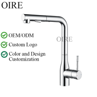 Robinet de cuisine en alliage de zinc chromé certifié CE, avec douchette extractible rotative à 360 degrés, mélangeur eau chaude/froide, céramique, pour hôtel