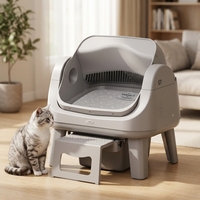Kotak Pasir Kucing Otomatis Desain Terbuka Terlaris dengan Induksi Inframerah Ganda Plug-and-Play untuk Semua Ras Kucing, Kontrol Bau